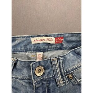 y2K Aeropostale Chelsea Bootcut Jeans Light Wash Distressed Women Size 3/4